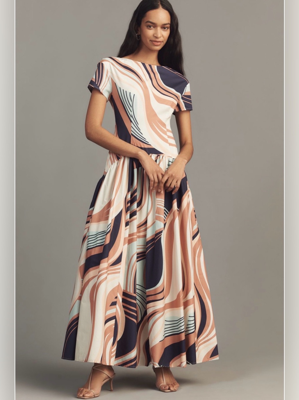 Hutch Atley Stretch Poplin Drop-Waist Maxi Dress